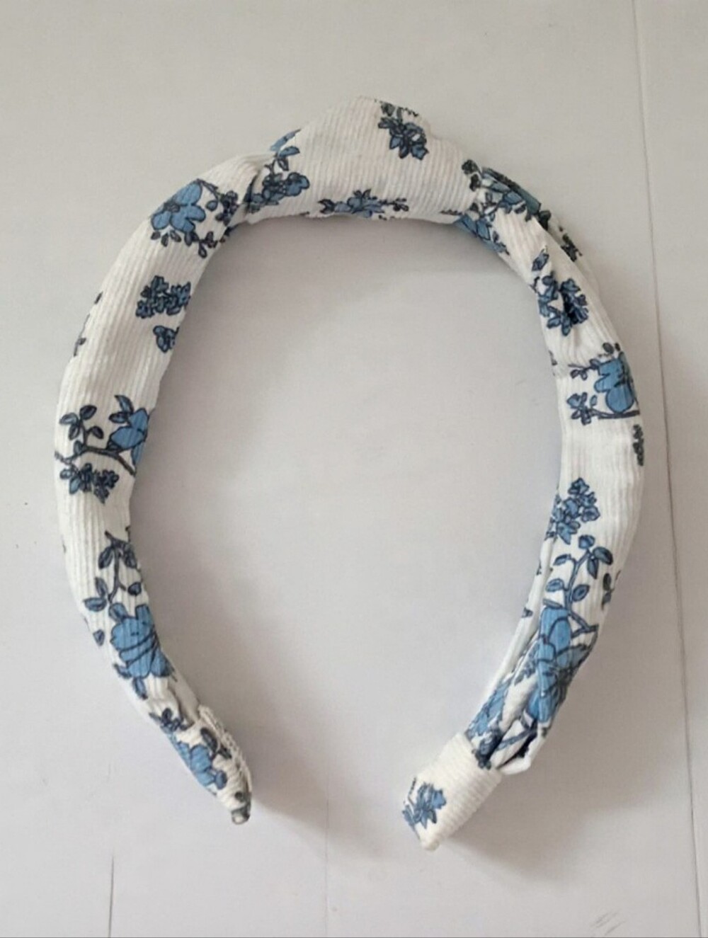 Blue & White Floral Knotted Headband Cottagecore Hair Accessory